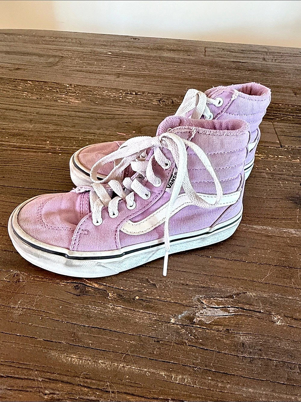 Vans Sk8-Hi Pink & White Kids US 13 N/A